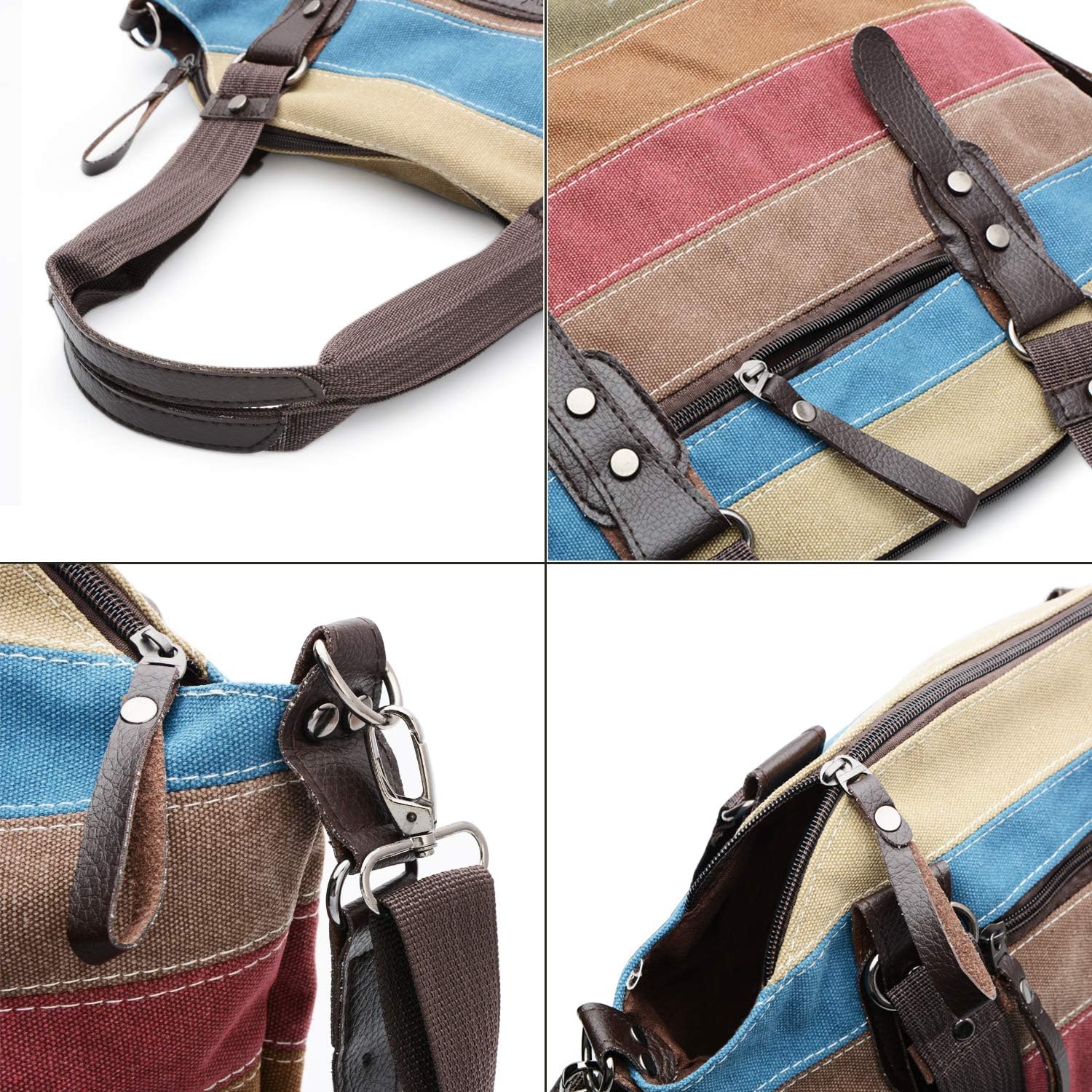 Striped Canvas Crossbody Bag - Colorful & Versatile Shoulder Bag for Women