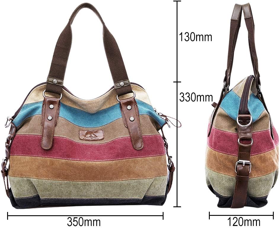 Striped Canvas Crossbody Bag - Colorful & Versatile Shoulder Bag for Women