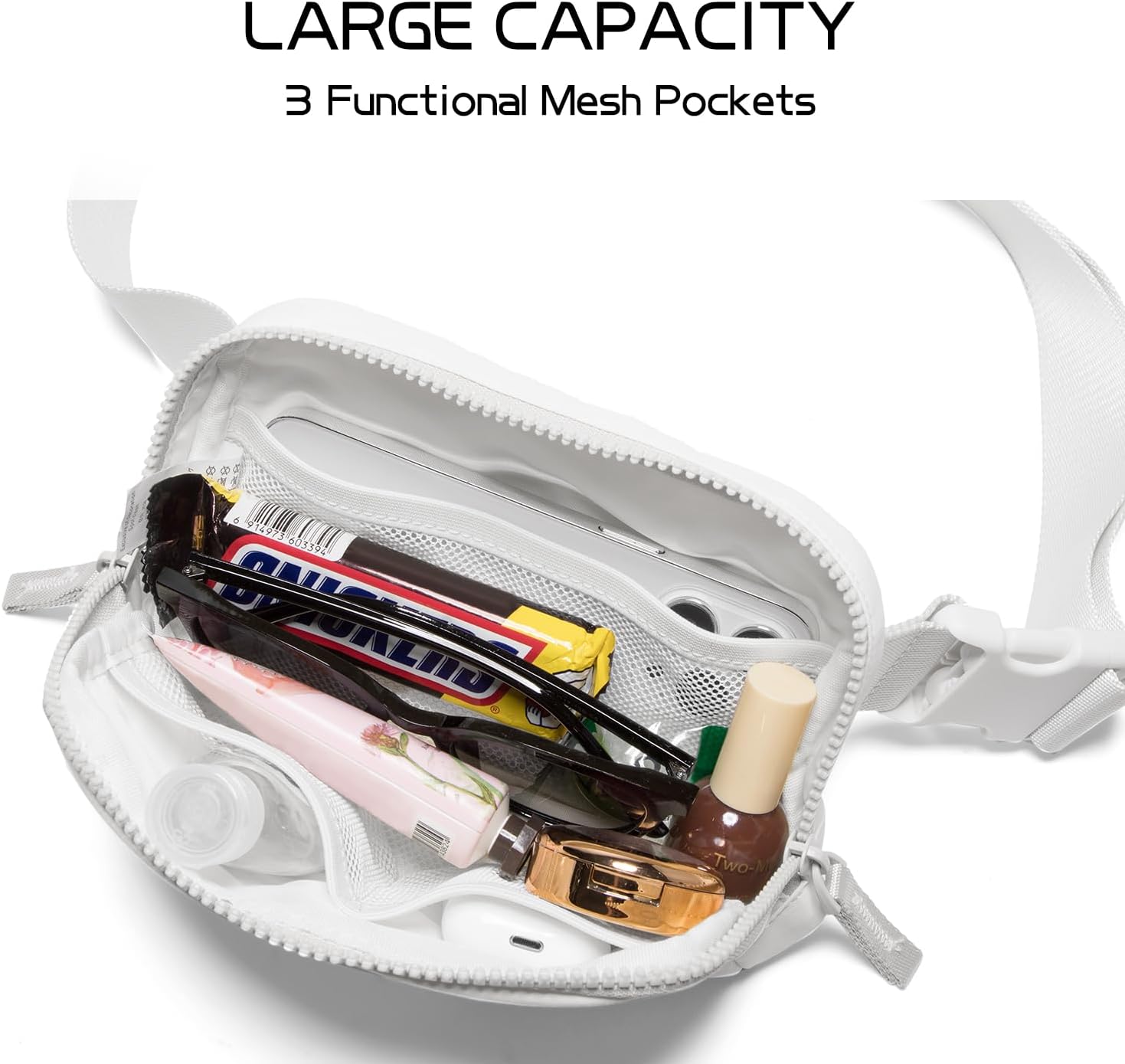 White Belt Bag for Women: Stylish Crossbody Fanny Pack with Adjustable Strap
