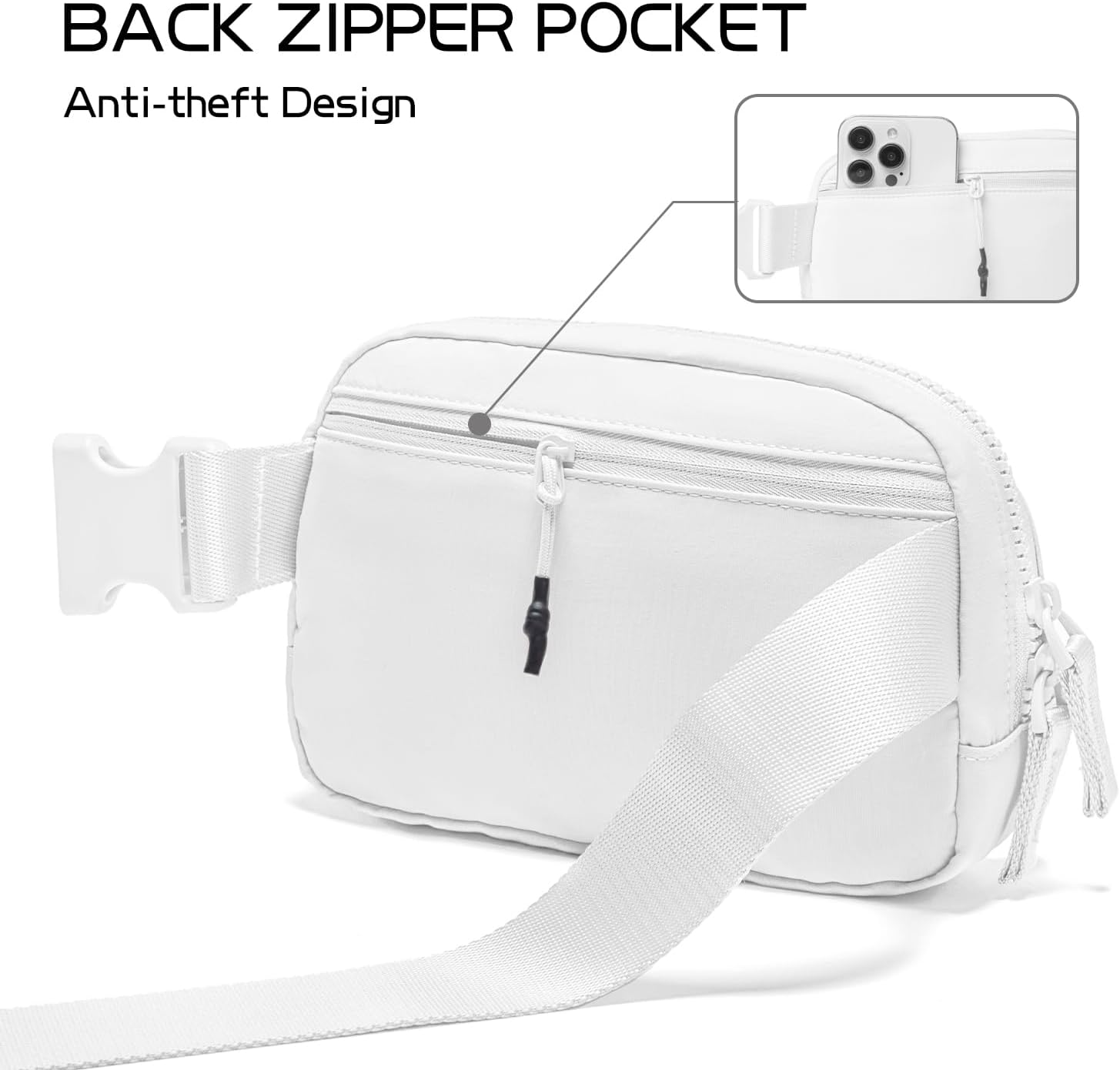 White Belt Bag for Women: Stylish Crossbody Fanny Pack with Adjustable Strap