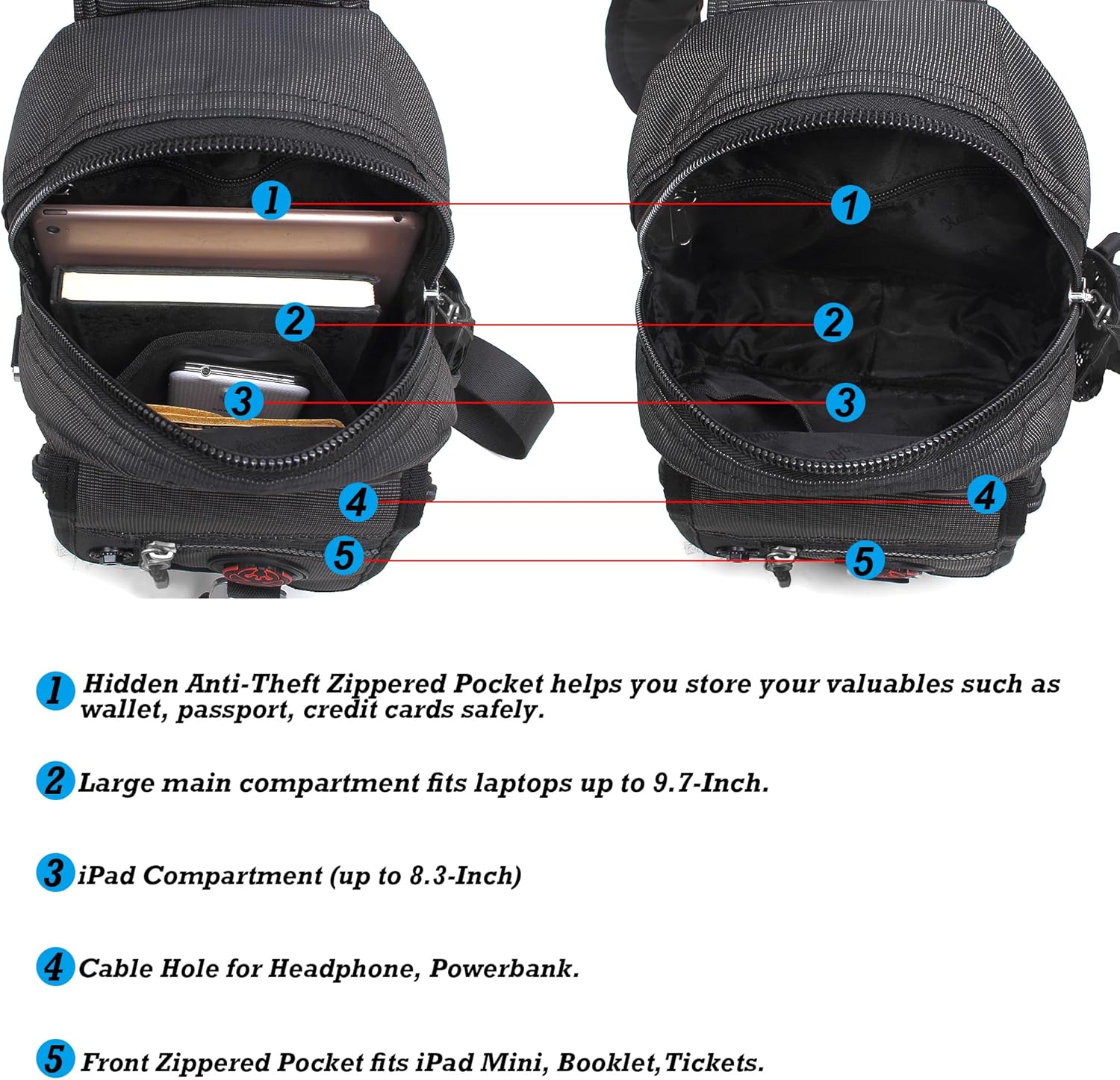 NICGID Sling Backpack for Men & Women - Crossbody Bag for Hiking, Travel, & Everyday Use