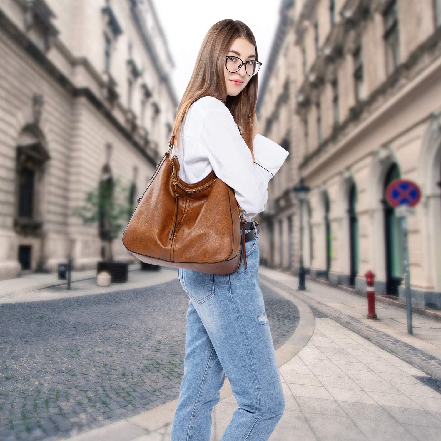 Hobo Crossbody Bag for Women - Large Shoulder Bag with Retro Style