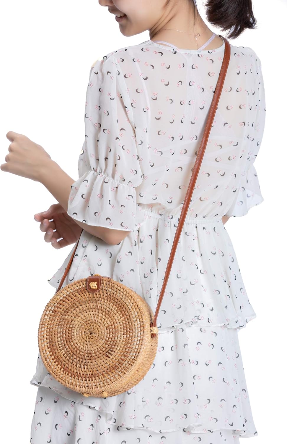 Woven Straw Beach Bag - Natural Rattan Tote for Summer Vacation