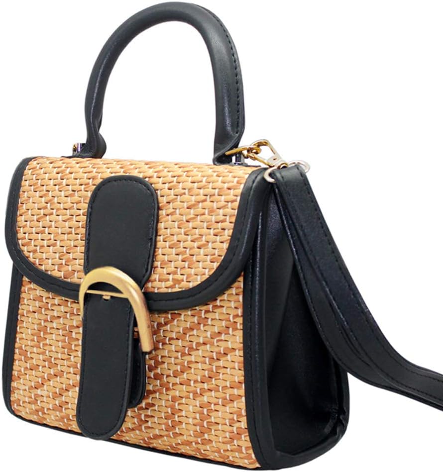 Retro Straw Crossbody Bag - Small Woven Shoulder Satchel for Women
