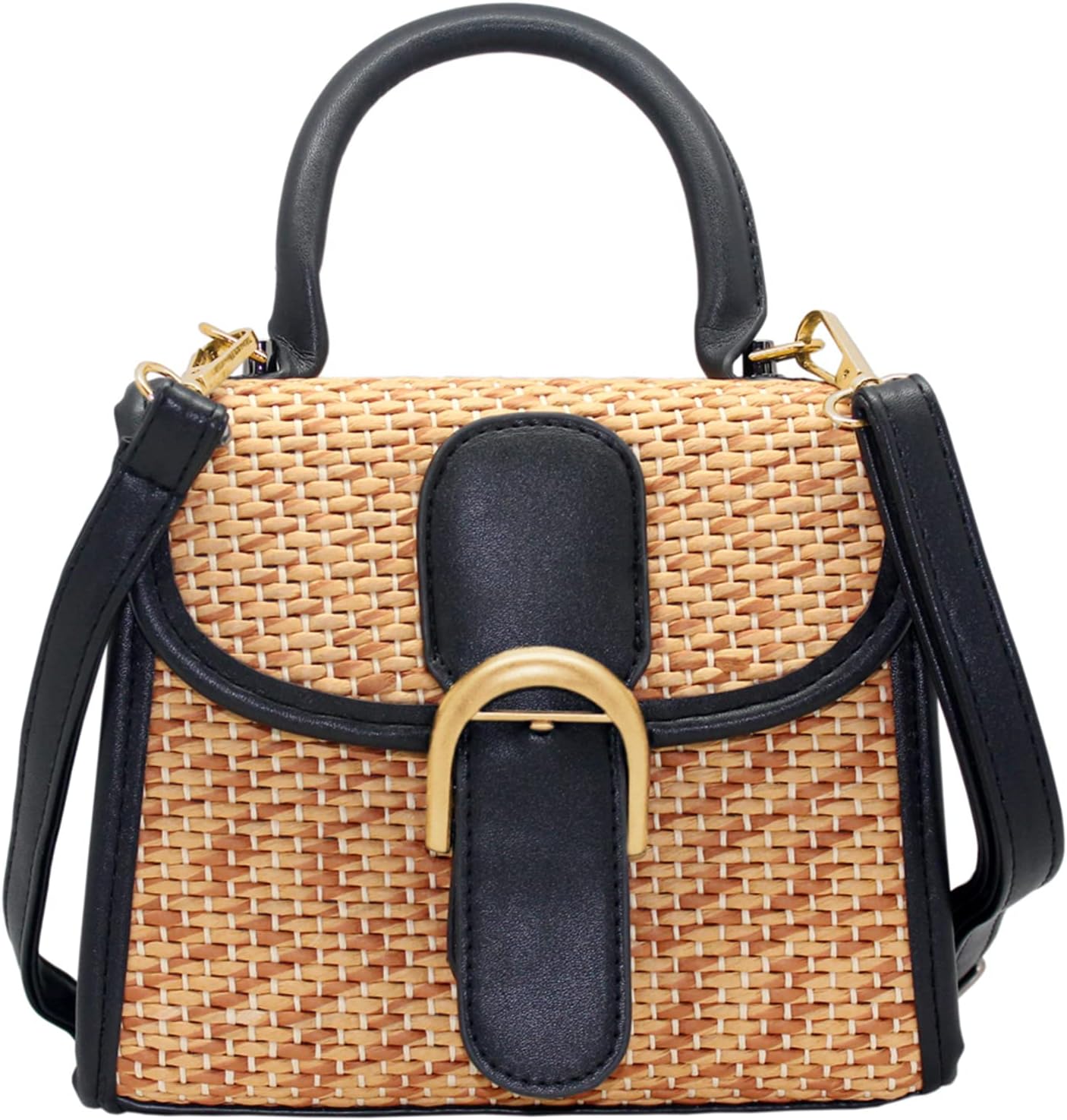 Retro Straw Crossbody Bag - Small Woven Shoulder Satchel for Women