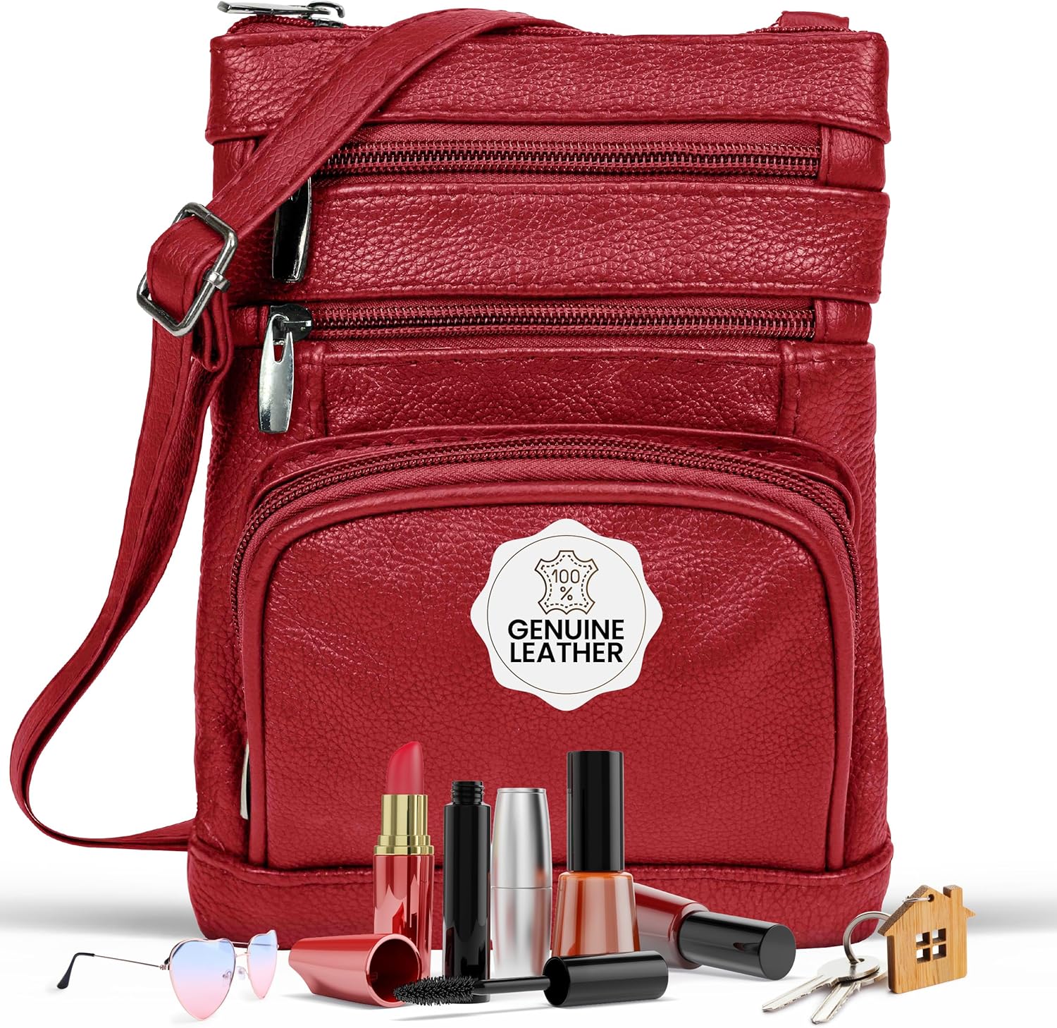 Krediz Leather Crossbody Bag for Women - Soft, Durable, and Multi-Pocket Design
