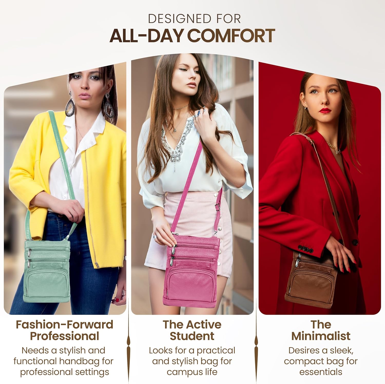 Krediz Leather Crossbody Bag for Women - Soft, Durable, and Multi-Pocket Design