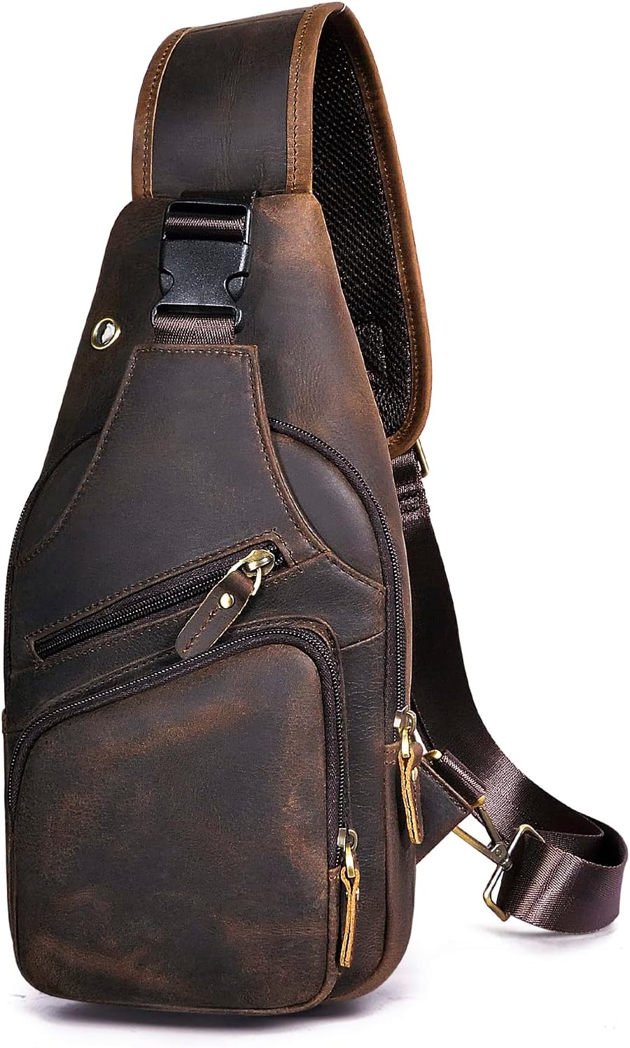 Le'aokuu Leather Chest Sling Bag for Men - Casual Travel & Hiking