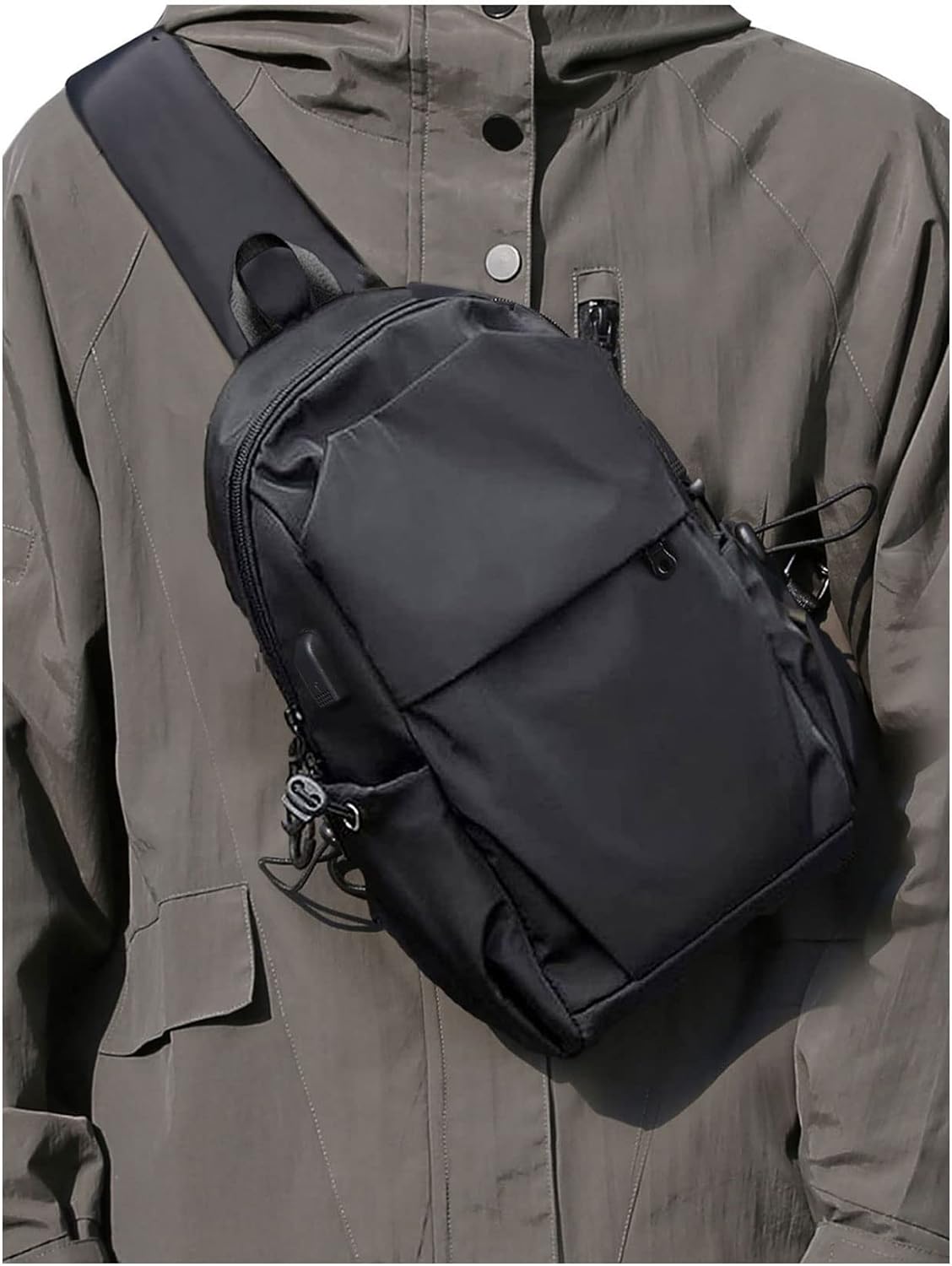 Lightweight Black Sling Bag - Crossbody Backpack for Everyday Use