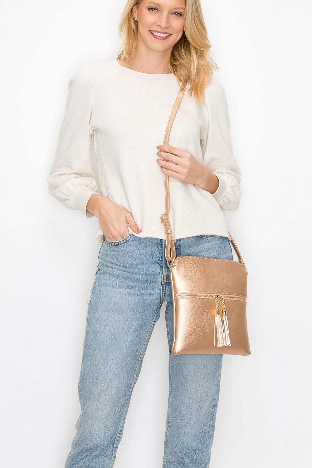 Solene Lightweight Crossbody Bag with Tassel