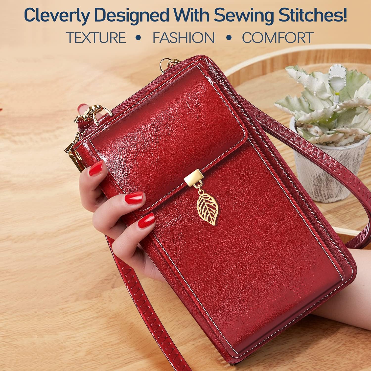 Small Leather Crossbody Bag for Women - Cell Phone Purse Wallet