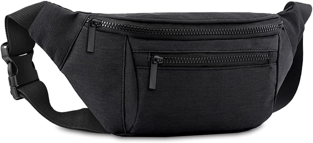 Crossbody Fanny Pack for Travel, Running, and Everyday - Fits Phone & Wallet (Black)