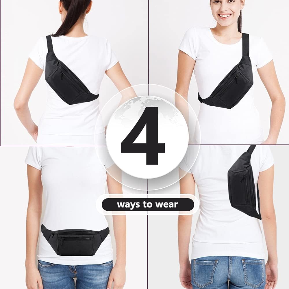 Crossbody Fanny Pack for Travel, Running, and Everyday - Fits Phone & Wallet (Black)