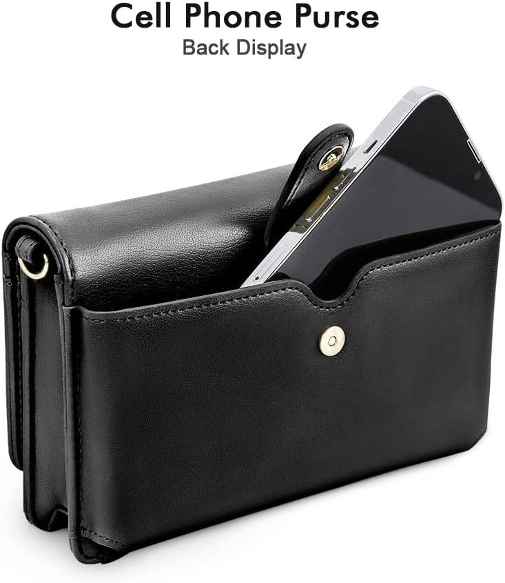 Crossbody Cellphone Bag for Women - Small Leather Purse & Wristlet Wallet