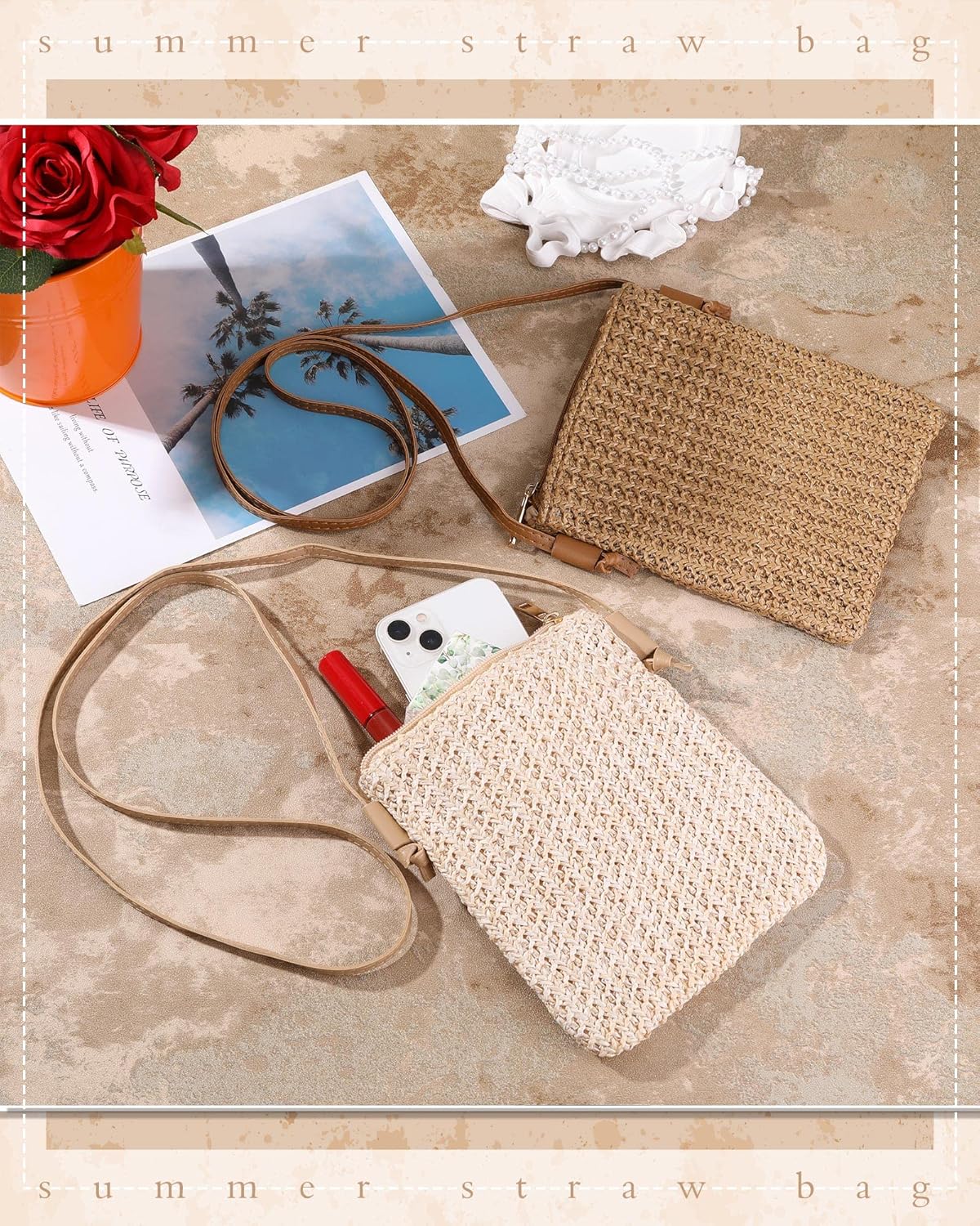 Sweetude Mini Straw Crossbody Bag - Perfect for Summer!