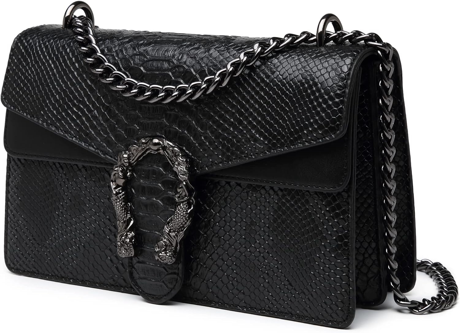 Snake Print Crossbody Bag: Stylish Chain Clutch for Women