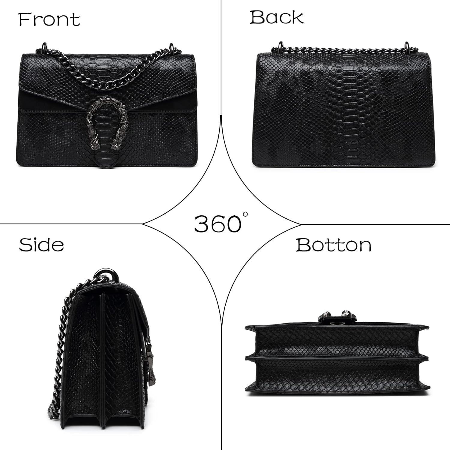 Snake Print Crossbody Bag: Stylish Chain Clutch for Women