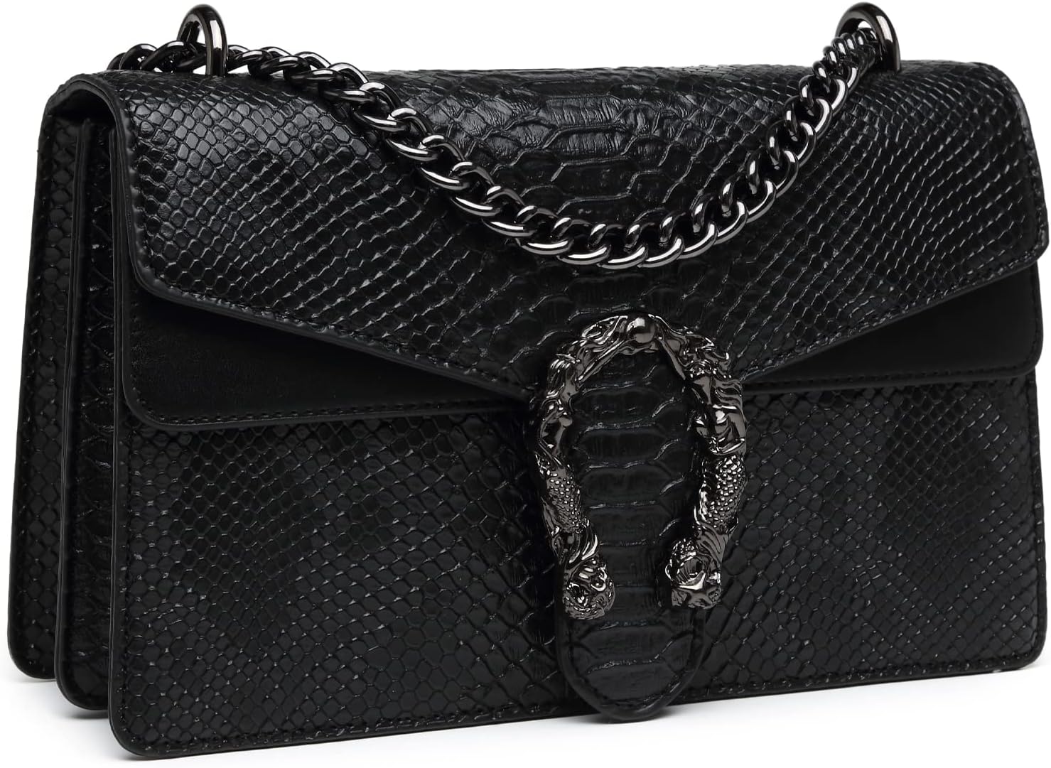 Snake Print Crossbody Bag: Stylish Chain Clutch for Women