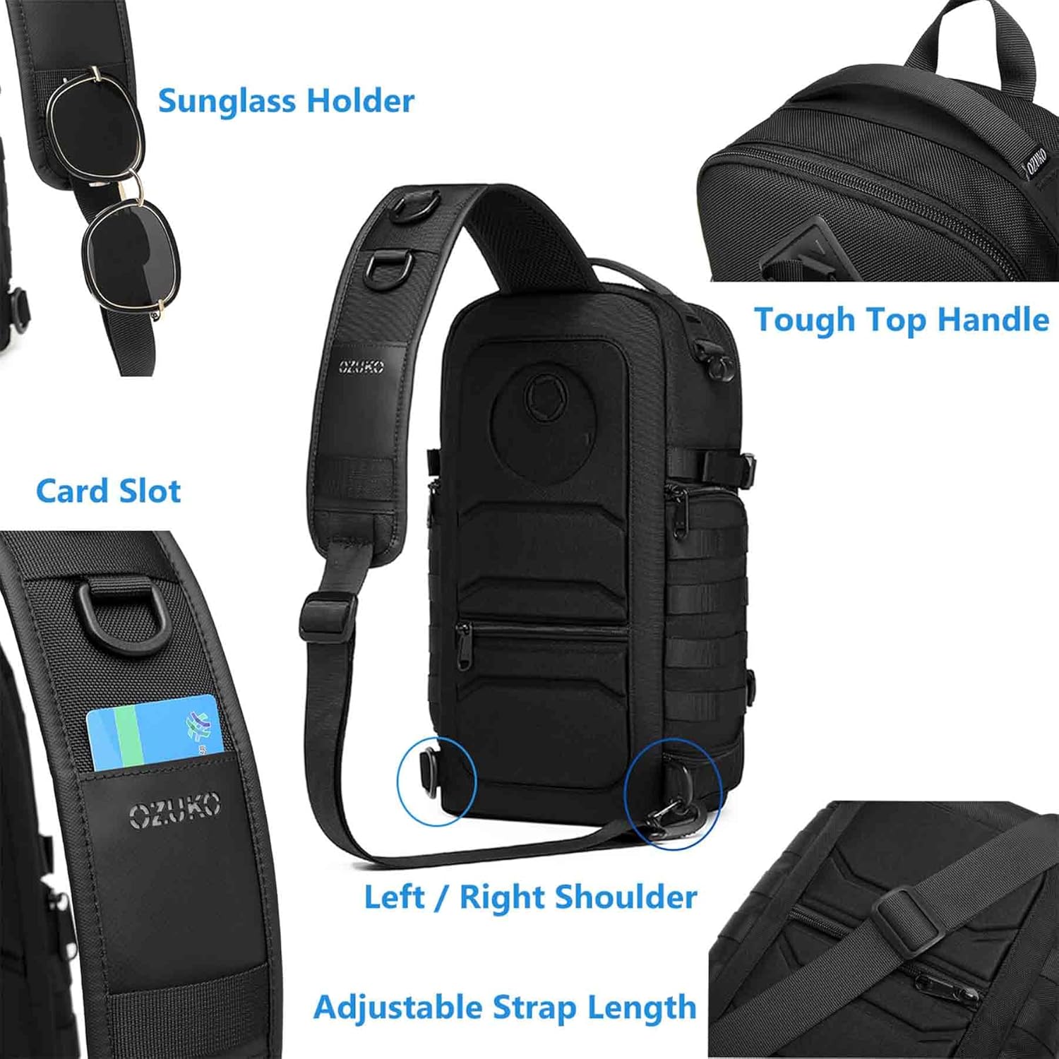 Tactical Sling Bag - Anti-Theft Crossbody Backpack for Travel & iPad (Up to 12.9")