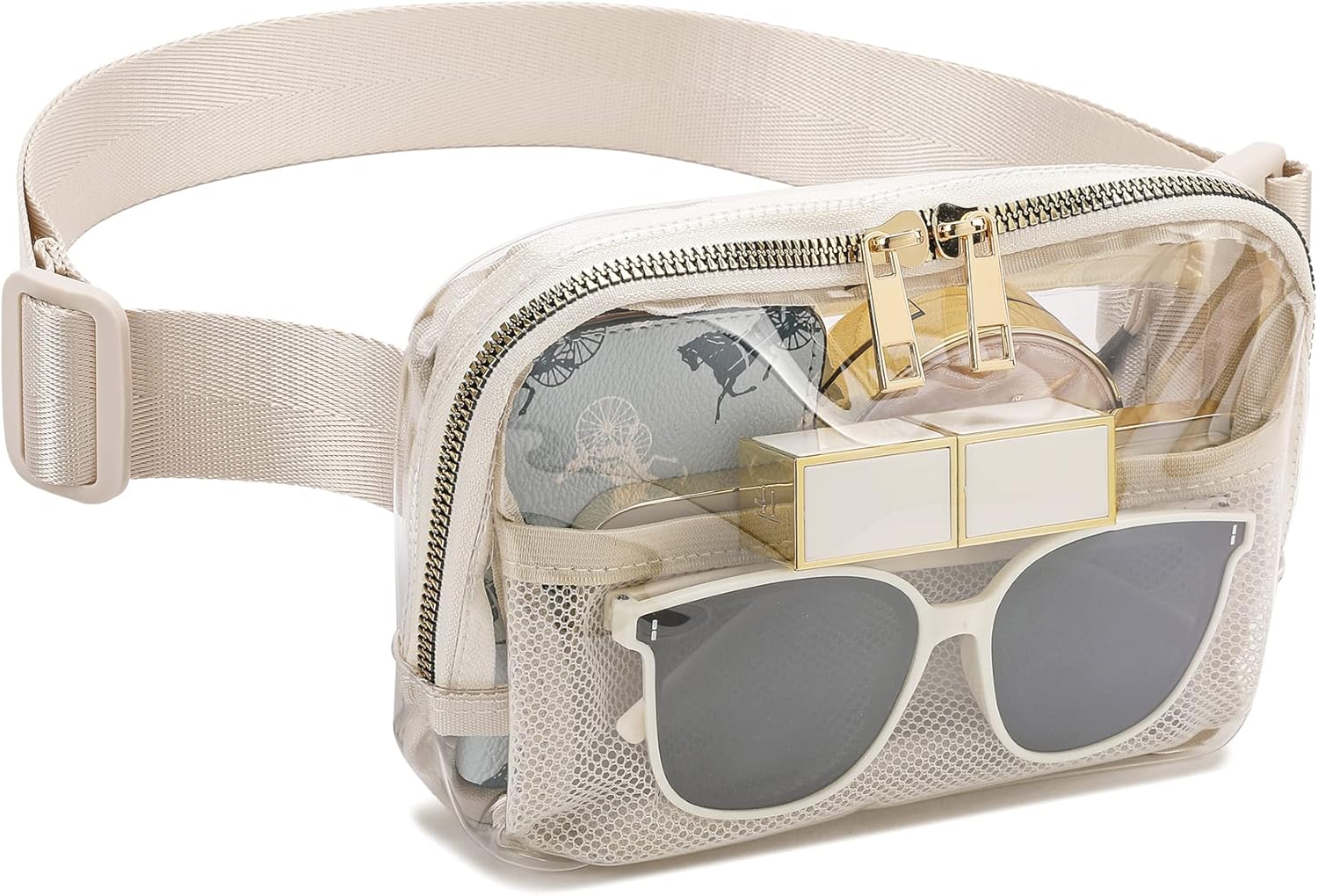 Clear Stadium Approved Fanny Pack - Adjustable Belt Bag for Women & Men (Beige)