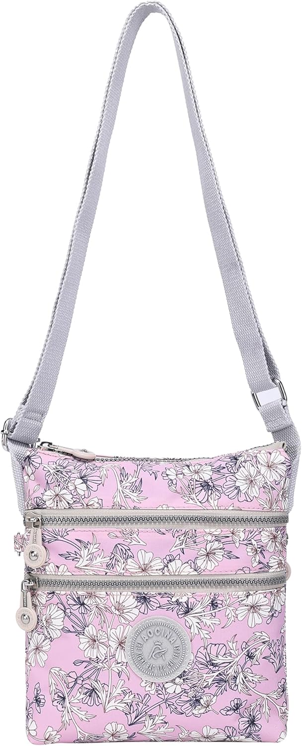 Lightweight Crossbody Bag for Women - Small Travel Purse with Multiple Zipper Pockets