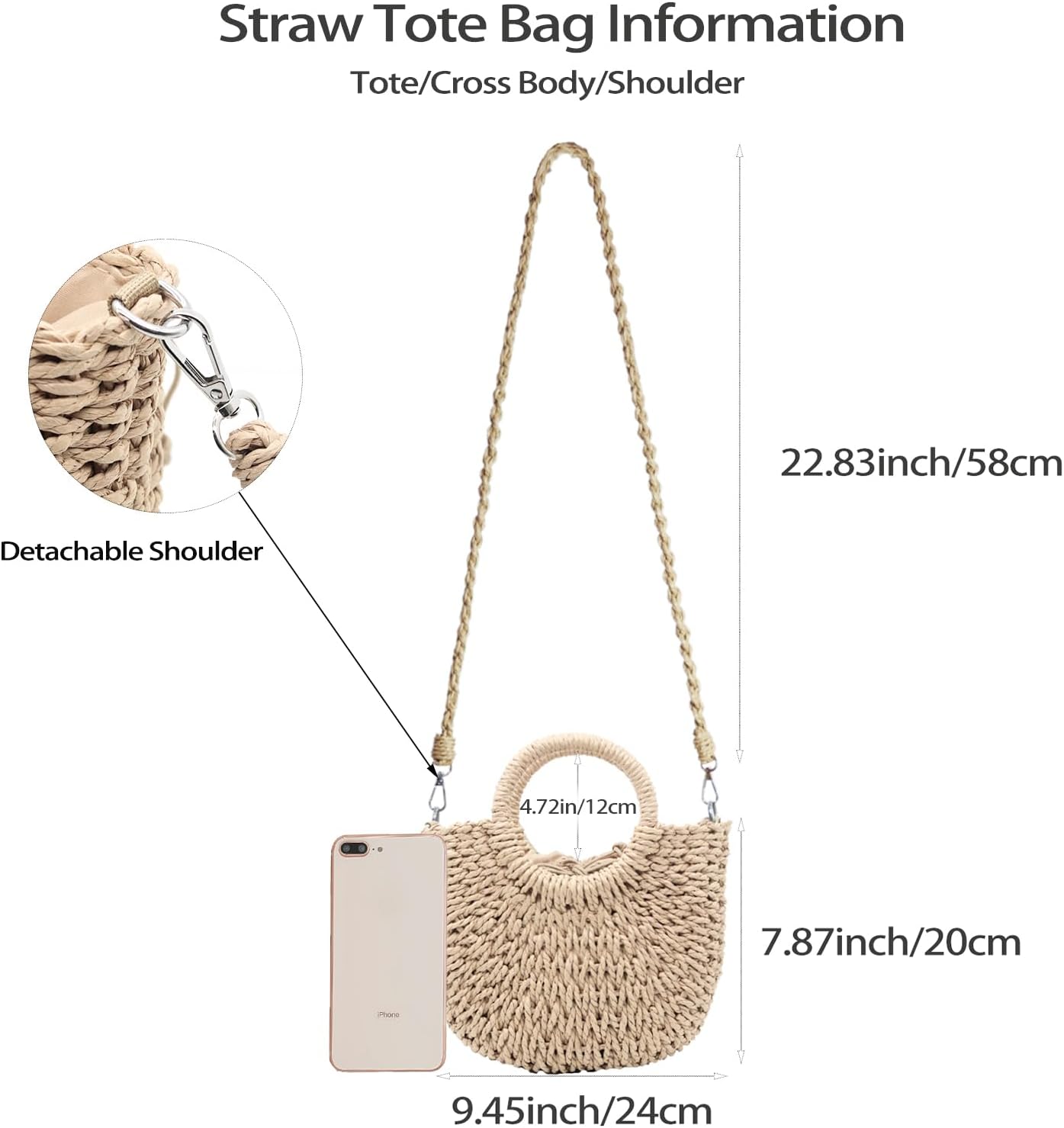 Handwoven Straw Crossbody Bag - Perfect for Summer Beach Days & Vacation