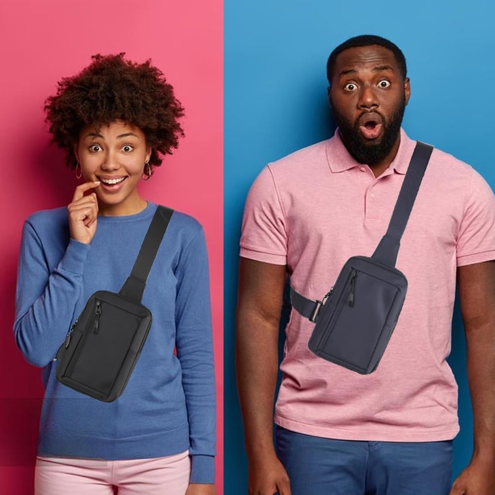 Trendy Black Sling Bag - Small Crossbody Fanny Pack for Men & Women - Perfect for Running & Workouts