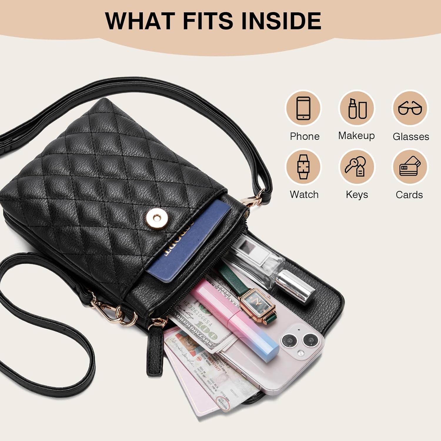 Marvolia Vegan Leather Crossbody Bag - Small Phone Purse for Women
