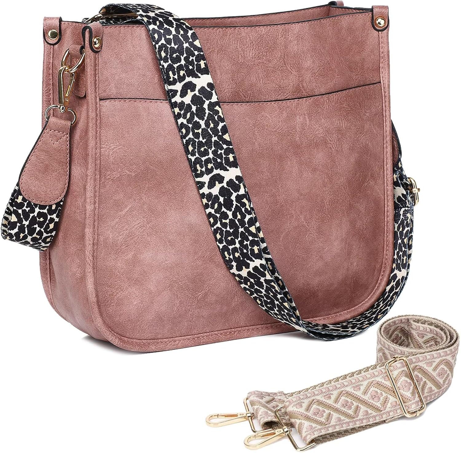 Vegan Leather Crossbody Bag for Women with Guitar Strap