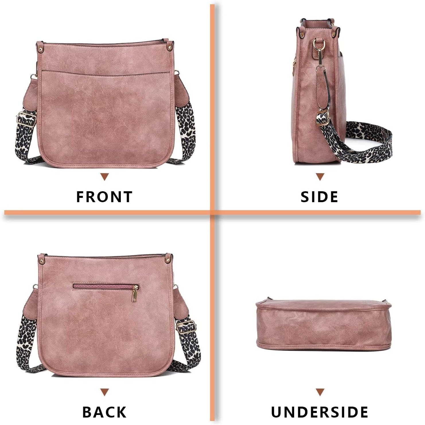 Vegan Leather Crossbody Bag for Women with Guitar Strap