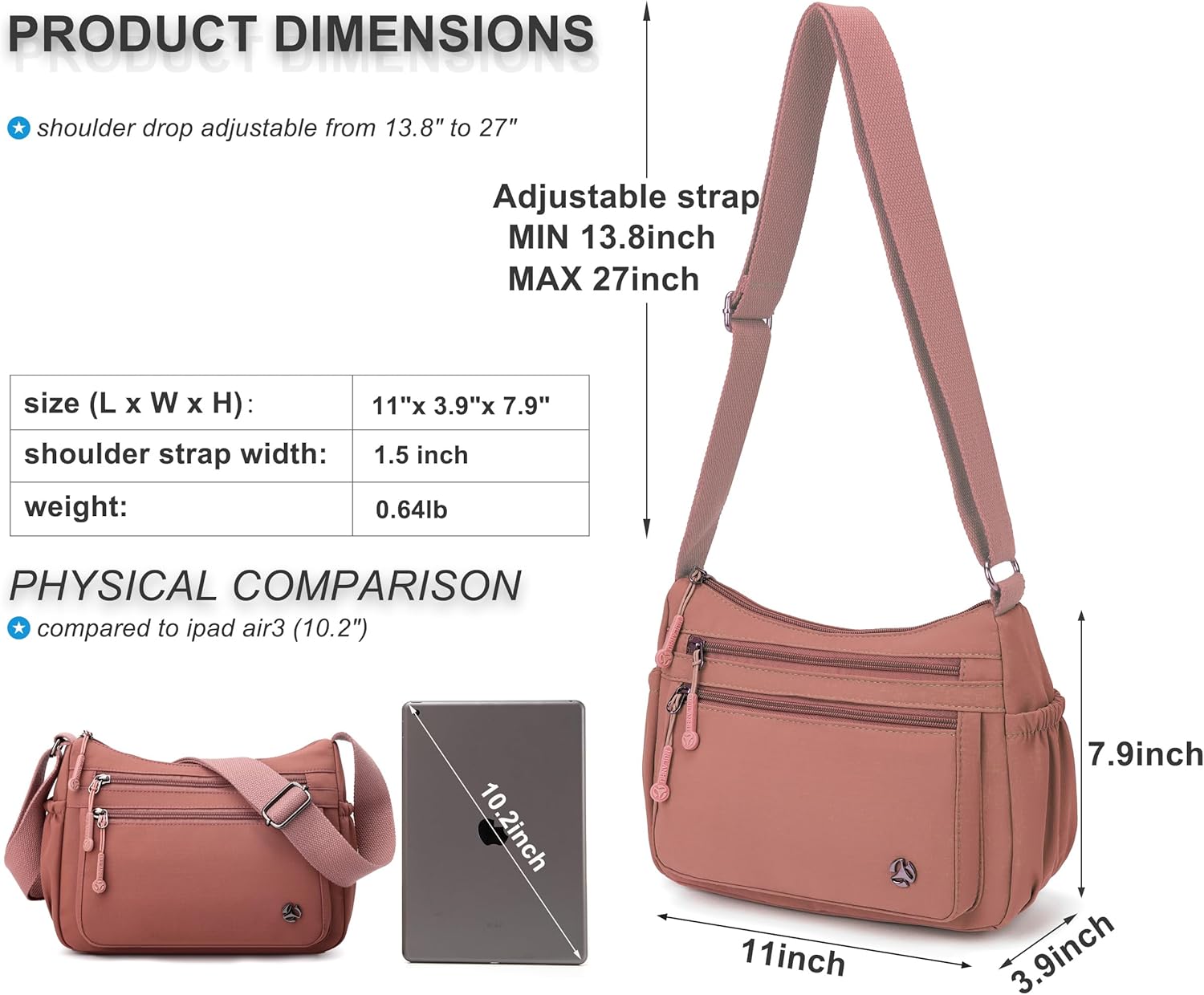 Lightweight Crossbody Bag for Women - Anti-Theft, Water-Resistant
