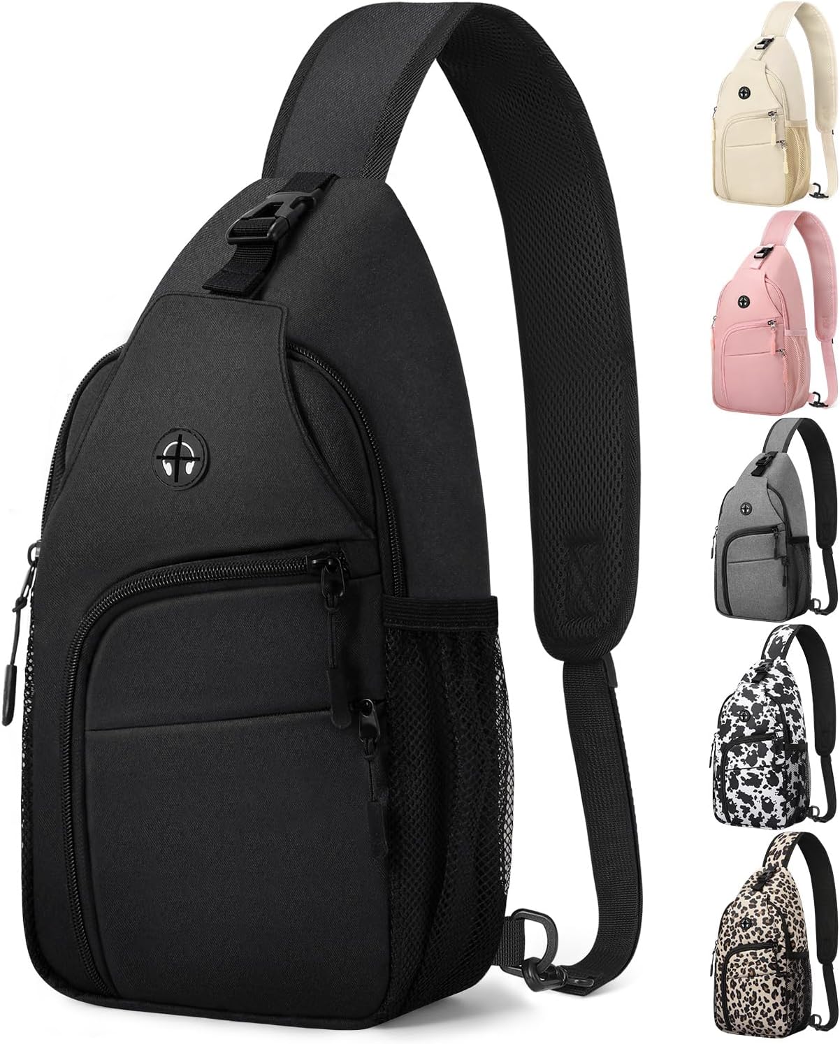 Waterproof Crossbody Sling Bag - Versatile Travel Backpack for Women and Men (Black, Medium)
