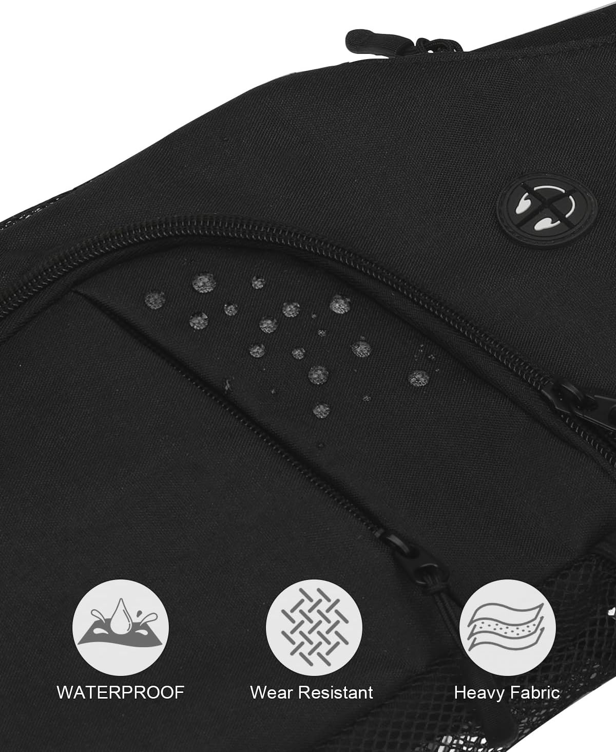 Waterproof Crossbody Sling Bag - Versatile Travel Backpack for Women and Men (Black, Medium)