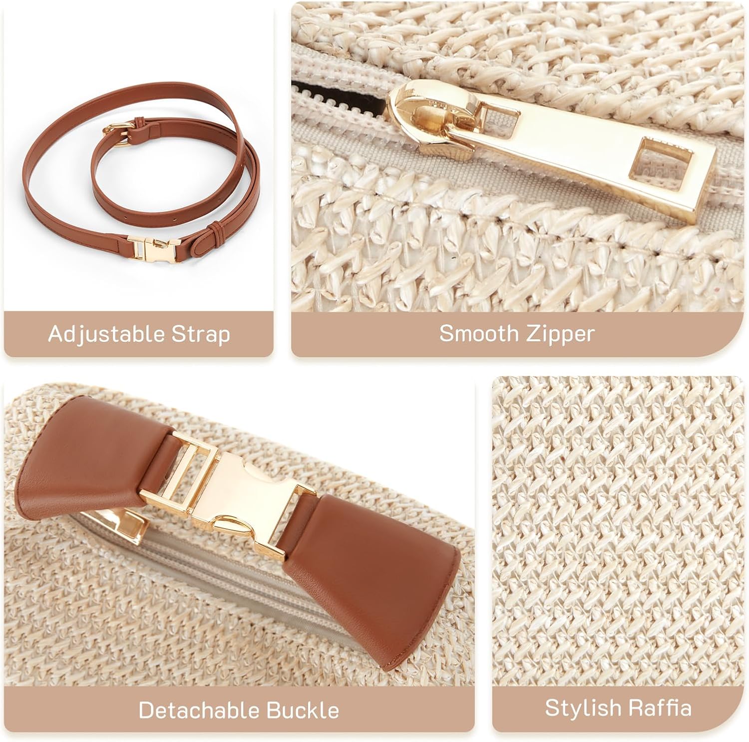 Missnine: Woven Raffia Handbag - Small Straw Purse for Summer