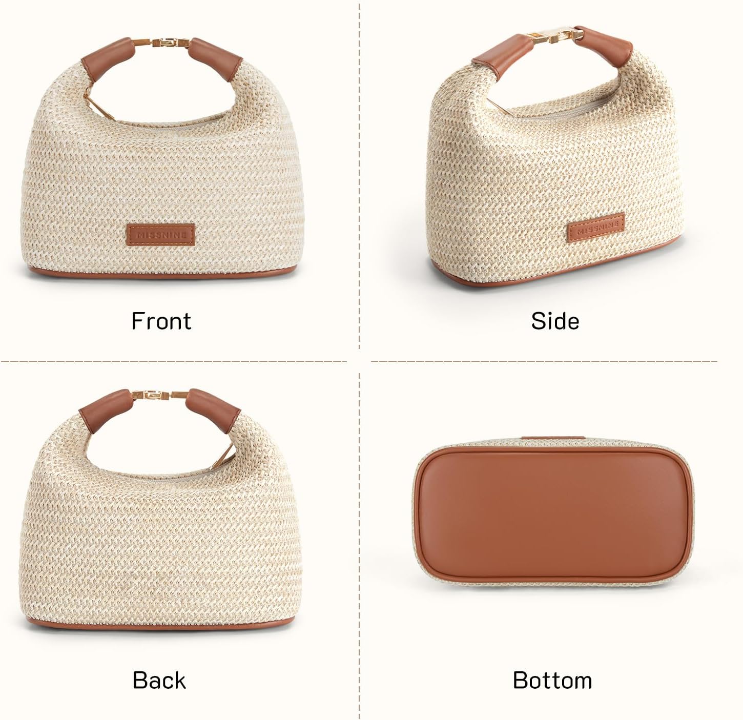 Missnine: Woven Raffia Handbag - Small Straw Purse for Summer