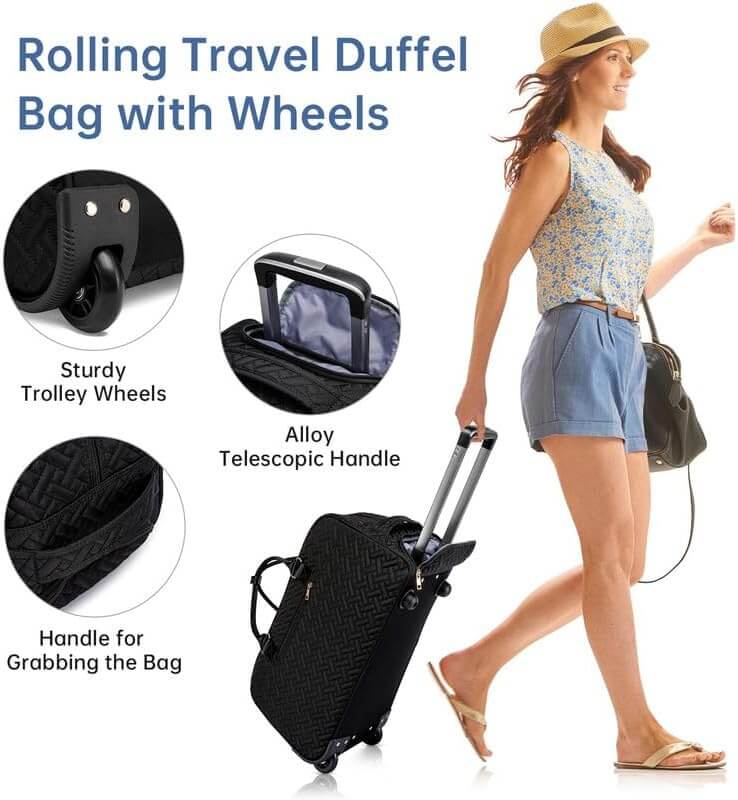 best wheeled duffel bag for international travel Amazon Basics 35-Inch Large Rolling with Wheels and Handle, Durable Ripstop Polyester, 2 Layers of Space, Multiple Interior and Exterior Pockets, Blue resistant compartment ✅ 7 Best Rolling Duffel