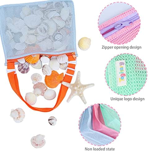 Buy Tagitary Beach Toy Mesh Beach Bag Kids Shell Collecting Bag Beach Sand Toy Seashell Bag Swimming Accessories for Boys and Girls(Only Bags,A Set of 3) from bestipro