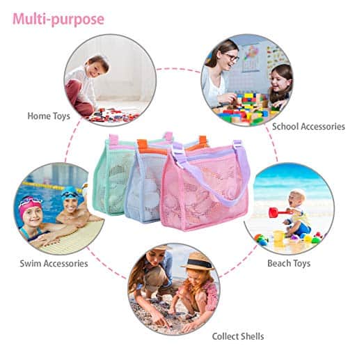 Buy Tagitary Beach Toy Mesh Beach Bag Kids Shell Collecting Bag Beach Sand Toy Seashell Bag Swimming Accessories for Boys and Girls(Only Bags,A Set of 3) from bestipro
