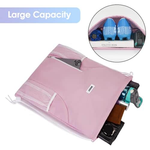 Buy WANDF Drawstring Backpack Sports Gym Sackpack with Mesh Pockets Water Resistant String Bag for Women Men(Pink) from bestipro