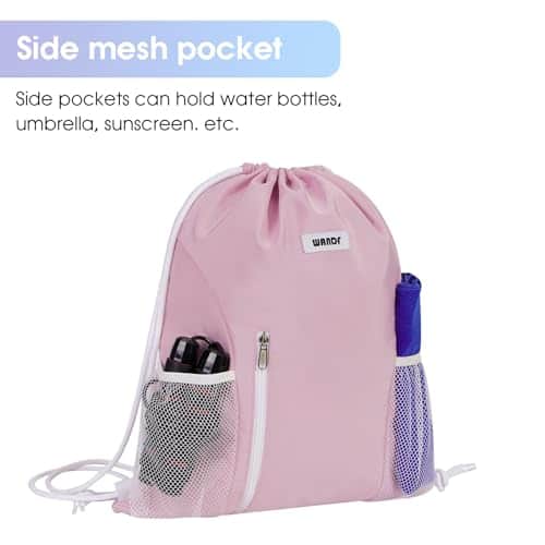 Buy WANDF Drawstring Backpack Sports Gym Sackpack with Mesh Pockets Water Resistant String Bag for Women Men(Pink) from bestipro