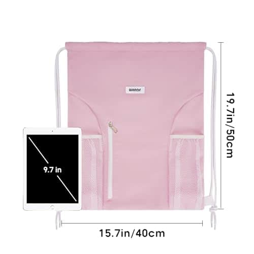 Buy WANDF Drawstring Backpack Sports Gym Sackpack with Mesh Pockets Water Resistant String Bag for Women Men(Pink) from bestipro