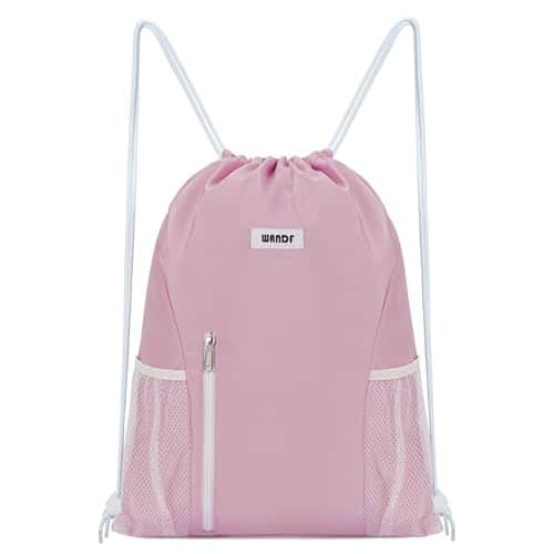 Buy WANDF Drawstring Backpack Sports Gym Sackpack with Mesh Pockets Water Resistant String Bag for Women Men(Pink) from bestipro