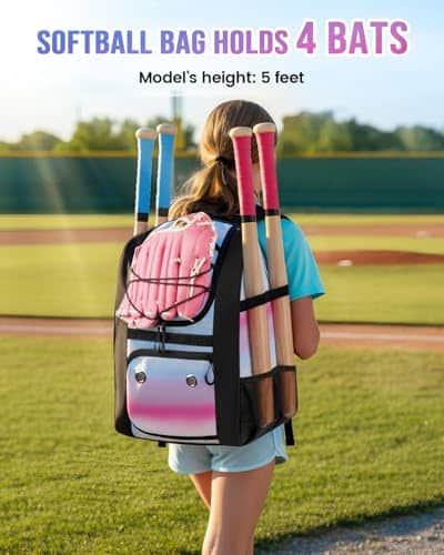Buy MATEIN Softball Bag, Lightweight Baseball Bat Backpack with Shoe Compartment, Baseball Bag with Fence Hook for TBall Bat & Equipment, Softball Gift Catchers Bags for Women Fit Batting Glove, Helmet from bestipro