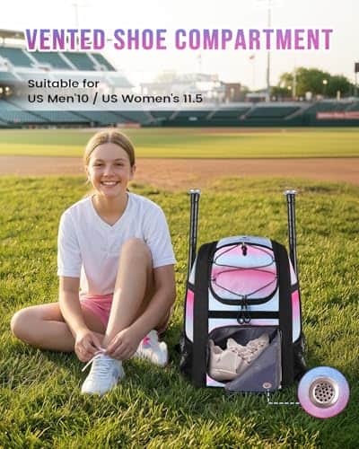 Buy MATEIN Softball Bag, Lightweight Baseball Bat Backpack with Shoe Compartment, Baseball Bag with Fence Hook for TBall Bat & Equipment, Softball Gift Catchers Bags for Women Fit Batting Glove, Helmet from bestipro