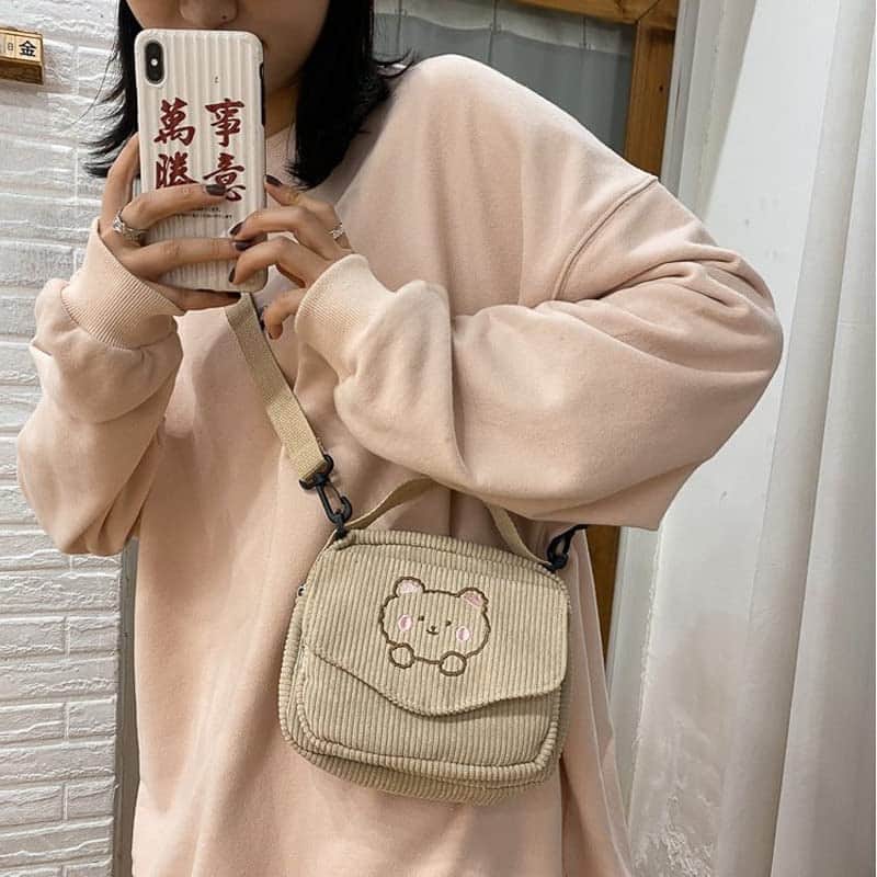 Buy Kawaii Corduroy Crossbody Purse & Wallet Set from bestipro